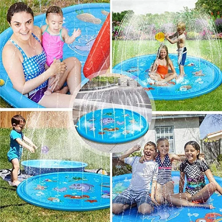 

100/170cm Children Pets Play Water Mat Outdoor Game Toy Lawn Inflatable Spray Water Cushion Summer Kids Pets Sprinkler Play Pool