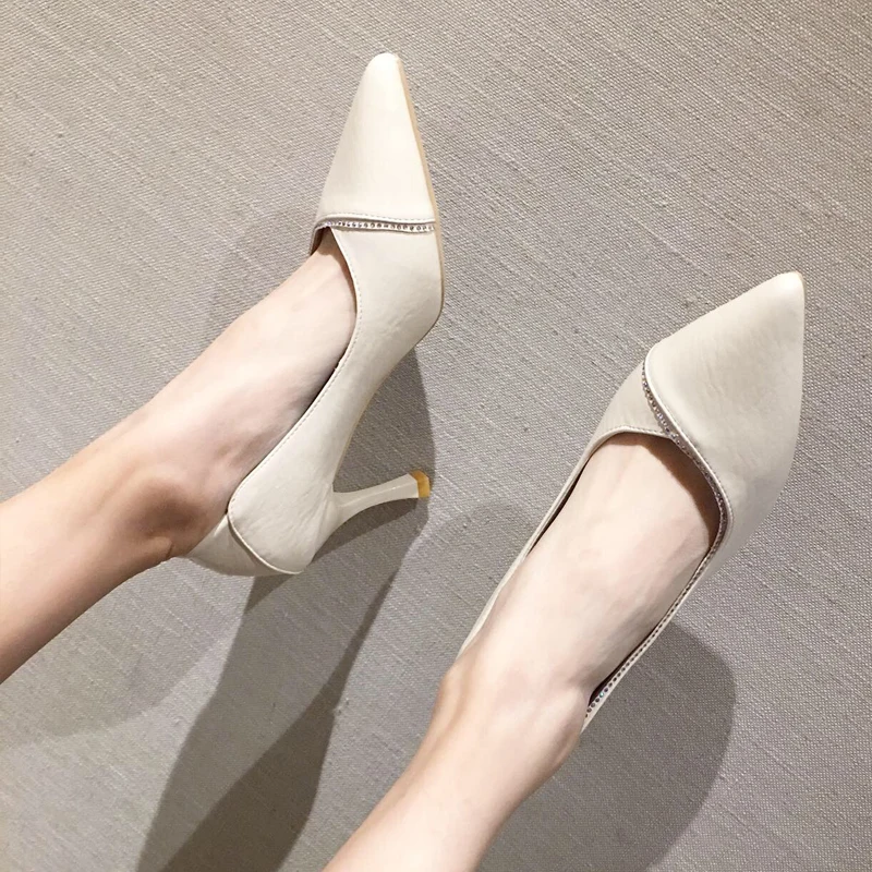 2019 г. женские туфли-лодочки на высоком каблуке 7 см кожаные необычные офисные