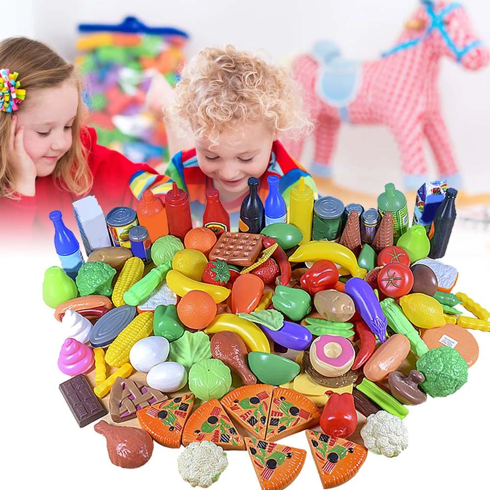 

120pcs Hamburgers For Kids Children Game Gift Fake Educational Kitchen Toys Pretend Play Food Set Party Favor Simulation