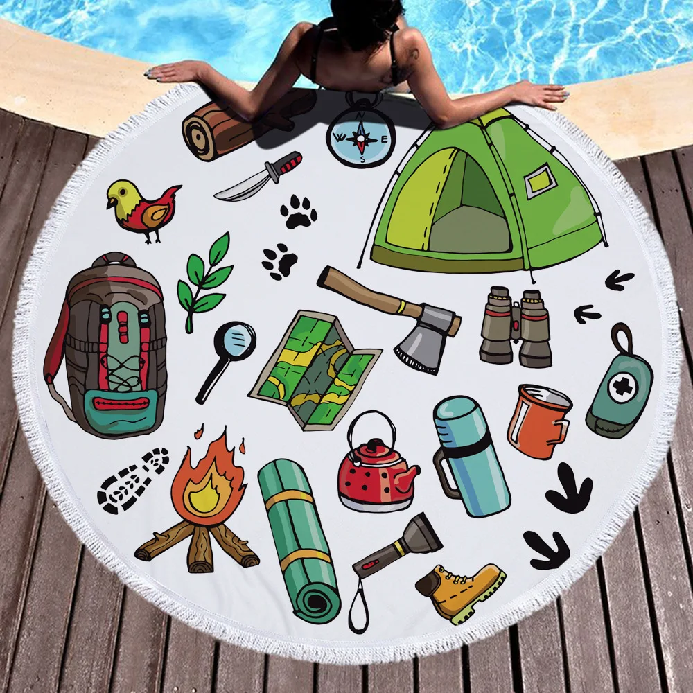 

Round Outdoor Product Print Beach Towel Women Robes Bath Wearable Towel Dress Womens Lady Fast Drying Spa Magical Nightwear 0082