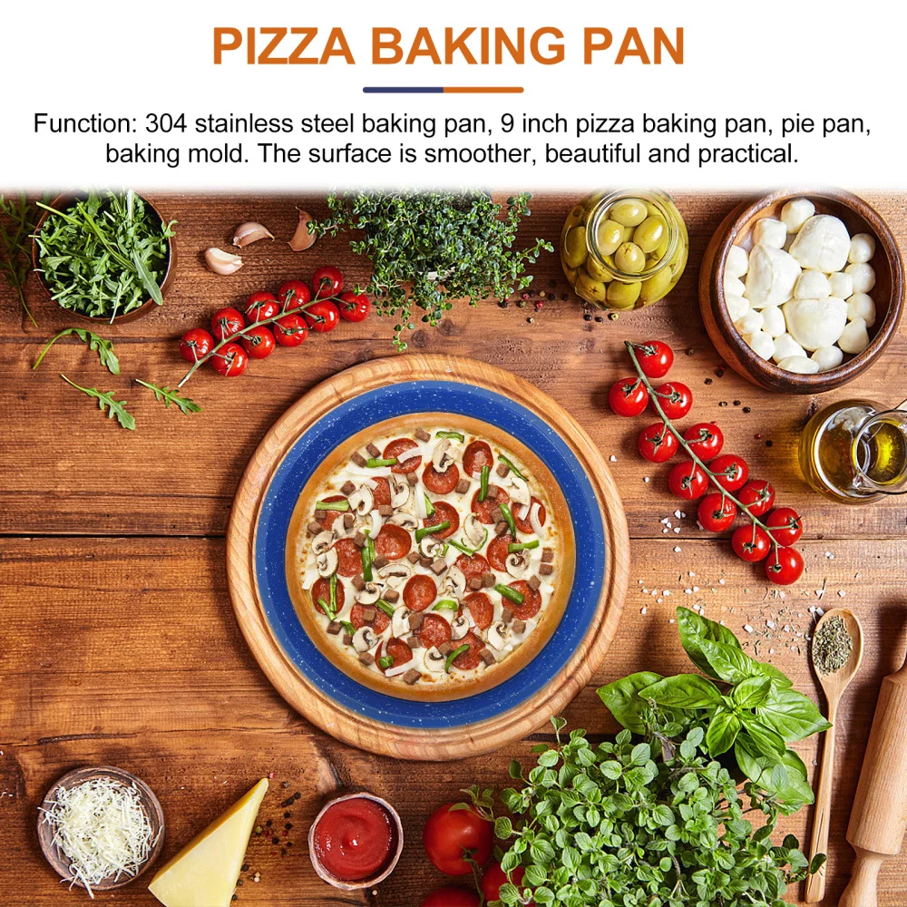 

1Pc Household Baking Pan Stainless Bakeware Kitchen Pizza Baking Mold (Blue)