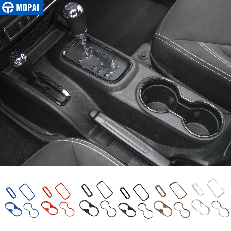 MOPAI Car Interior Gear Shift Knob Panel Cup Holder Decoration Cover Stickers for Jeep Wrangler 2011+ Car Accessories Styling