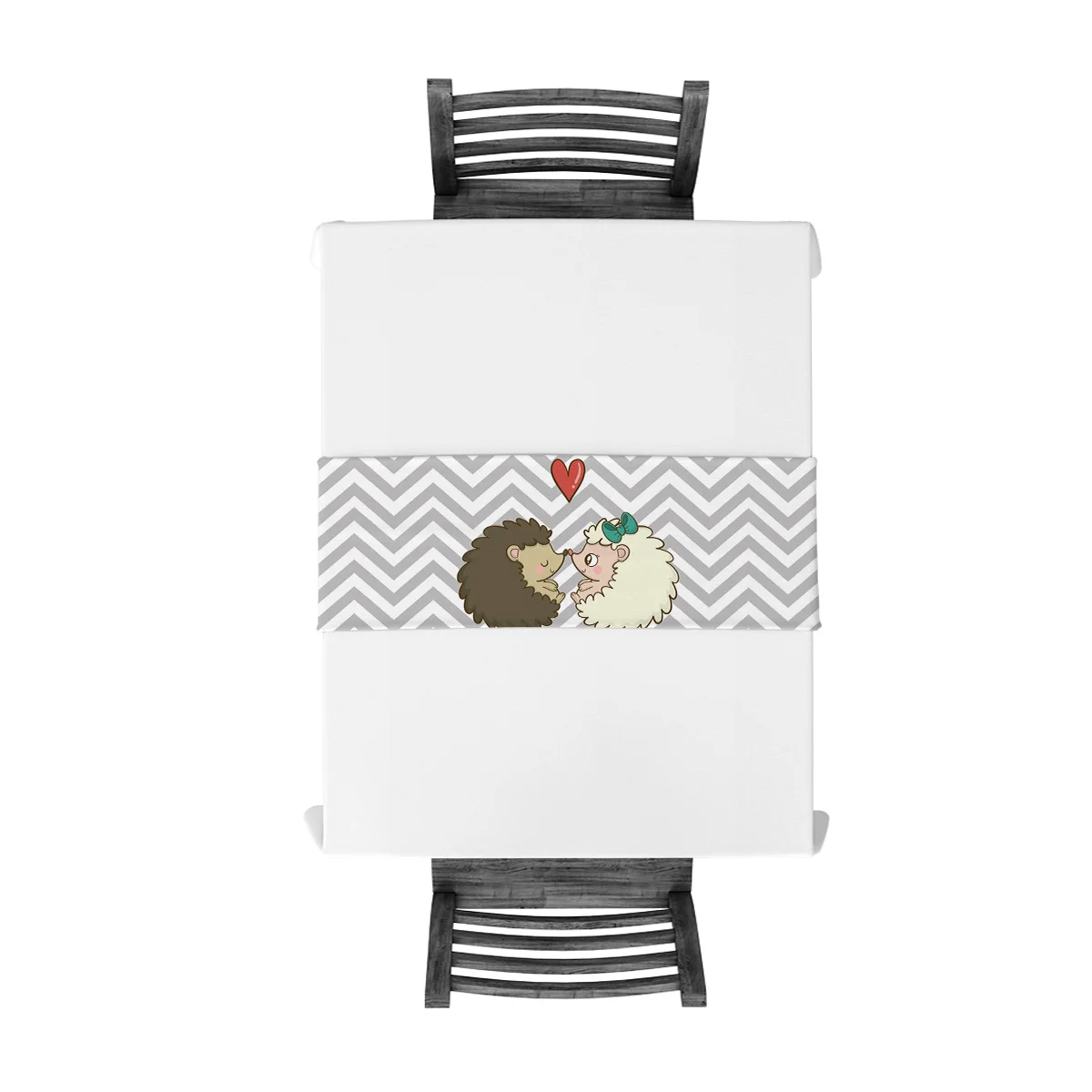 Геометрический полосатый фон Love Two Affectionate Hedgehog настольная дорожка