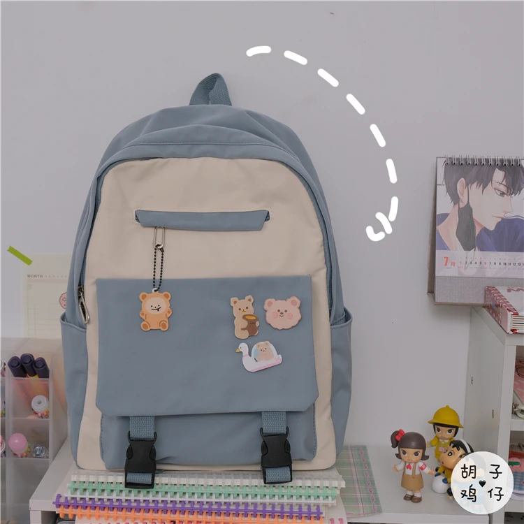 

YJ1276 2021 Street functional tooling backpack male port style retro travel backpack girl student schoolbag