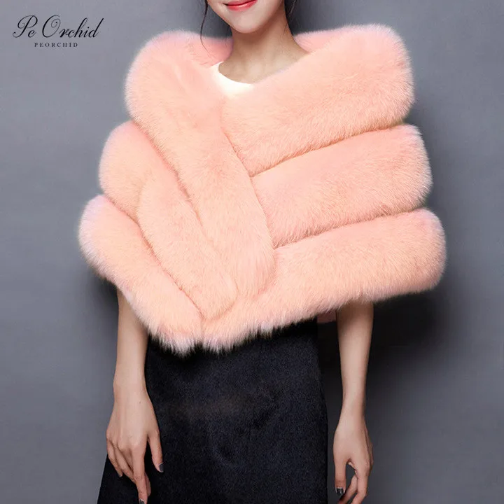 

Женский пиджак с запахом на искусственном меху PEORCHID Pink, элегантный свадебный пиджак для невесты
