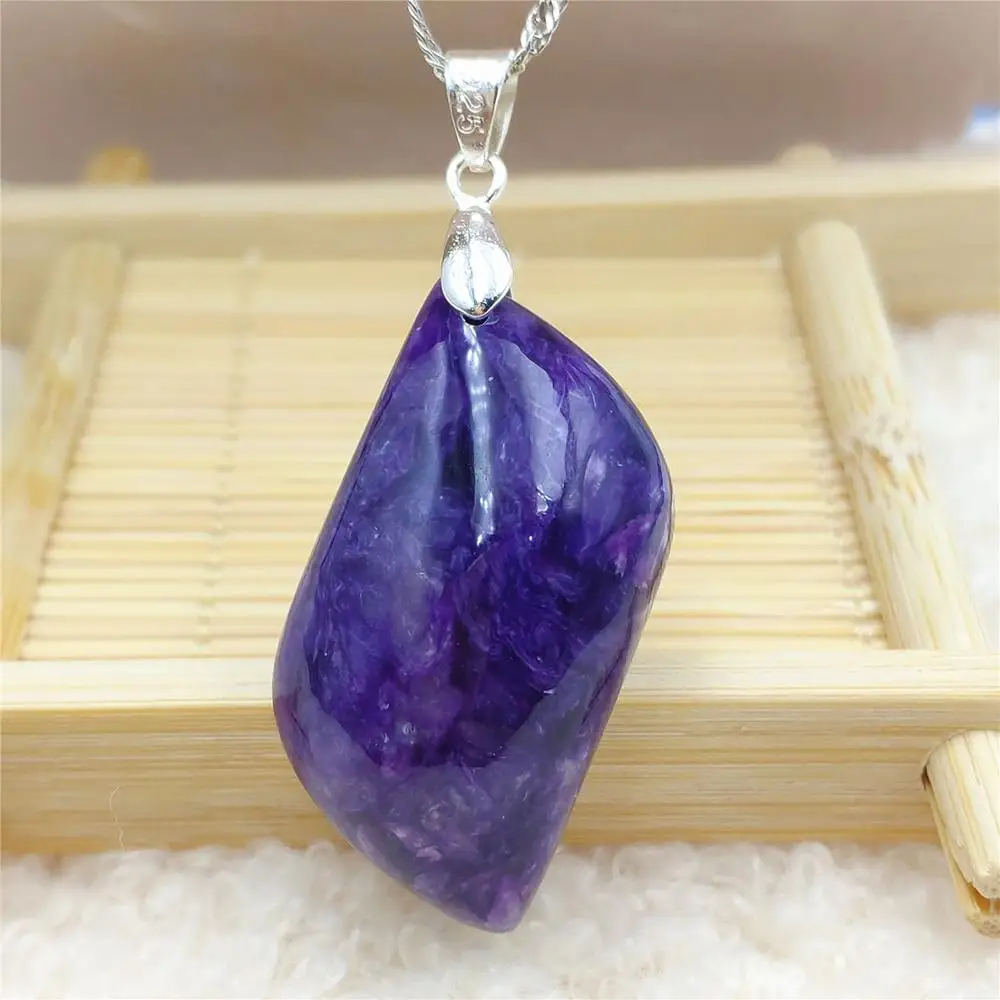 

Natural Charoite Purple Rhombus Pendant 35x18x13mm From Russia Women Necklace Jewelry Fashion Bead AAAAA