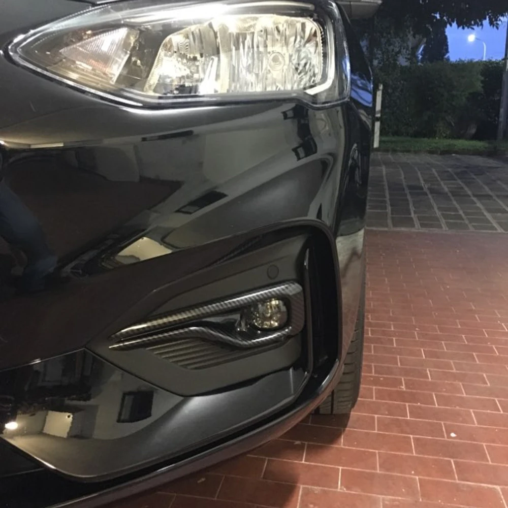 Для ford focus ST-Line ABS хромированные углеродное волокно передние противотуманные фары светильник тумана светильник абажур для лампы с металлическим каркаксом обрезки внешние аксессуары