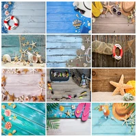 wooden board starfish shell conch photography background vinyl cloth baby shower photo backdrop studio props 210321car 01