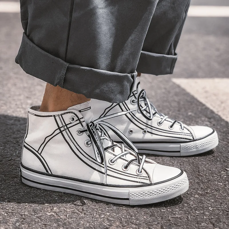 Взрывные модели супер огонь 2019 Высокая парусиновая обувь Тренд уличная clapper