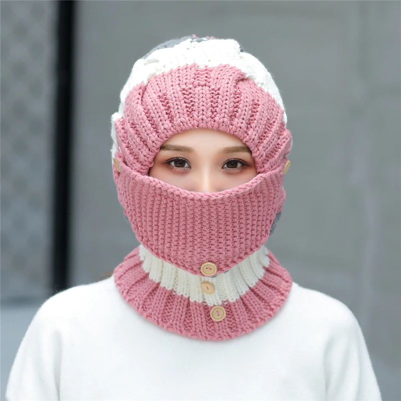 

Winter woman supplies hat scarf mask scarf cap women wearing winter hat scarf fending luxury winter hat and scarf set for women