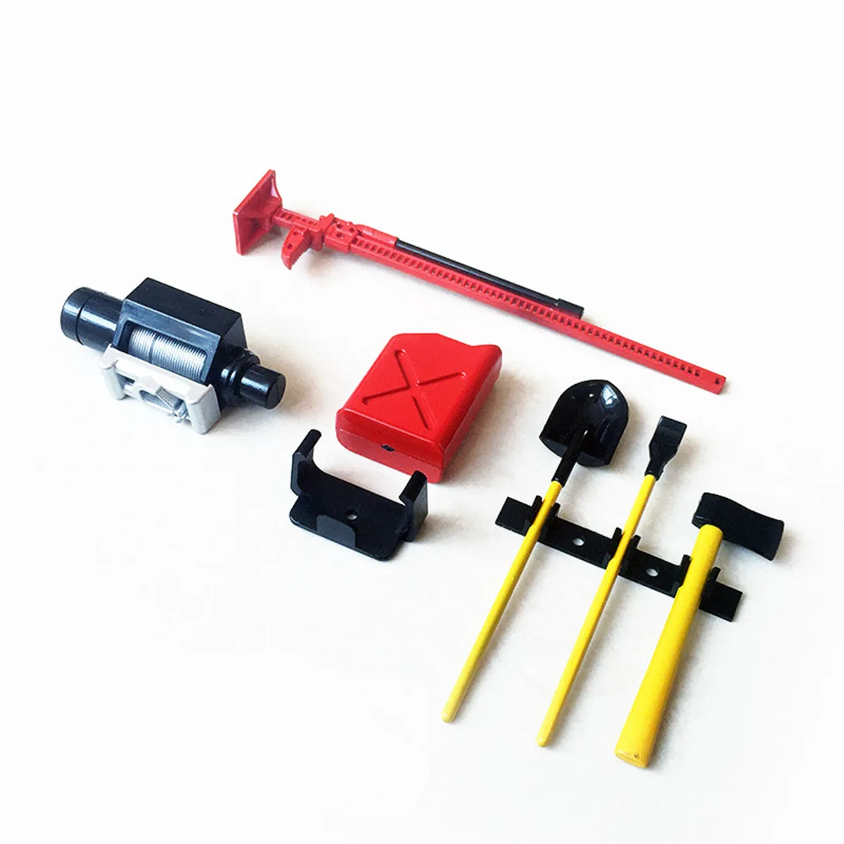 6pcs 1/10 Scale Garage Accessories Tools Hi-Lift Jack Winch Shovel Jerry Can Axe Toy for RC Crawler Truck SCX10 TRX4 D90 CC01 - купить по