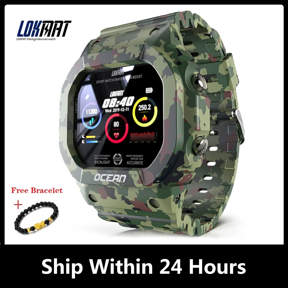 

LOKMAT OCEAN Swimming Smart Watch Remote Camera Sports Pedometer Heart Rate Monitor Call Message Reminder Social Interaction New