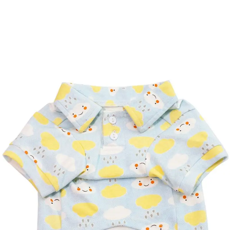 Хлопковая футболка поло для домашних животных розовая синяя с рисунком