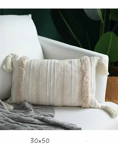 2 шт. cojines decorativos para sofa Morocco Геометрическая бежевая белая наволочка с кисточкой Рождественская наволочка для подушки Гарри стили