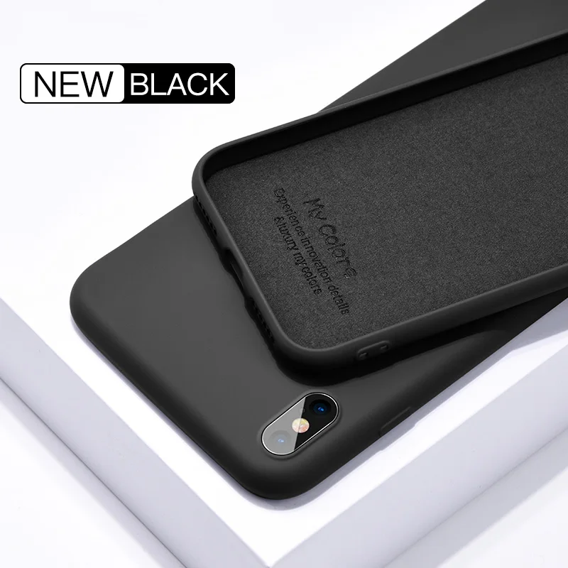 Black Жидкий силиконовый чехол для iPhone 6 S 6 S 7 8 Plus X XS Max XR 5 5S SE мягкий чехол для конфет i Phone 8 Plus 4 4s тонкий Funda - Цвет: Black