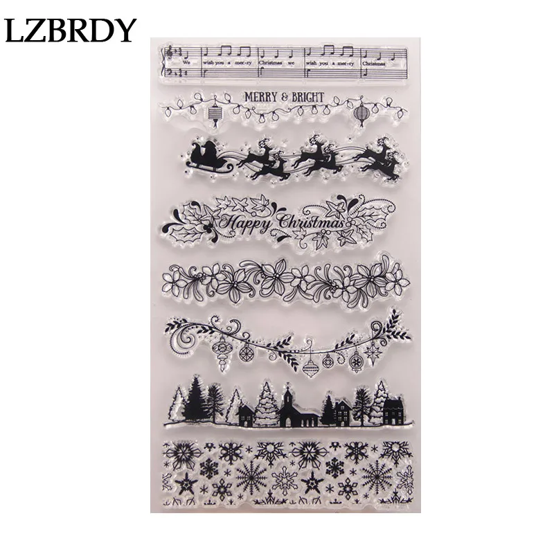 Новинка 2019 1 упаковка Рождественская елка олень снег цветок резиновые штампы для