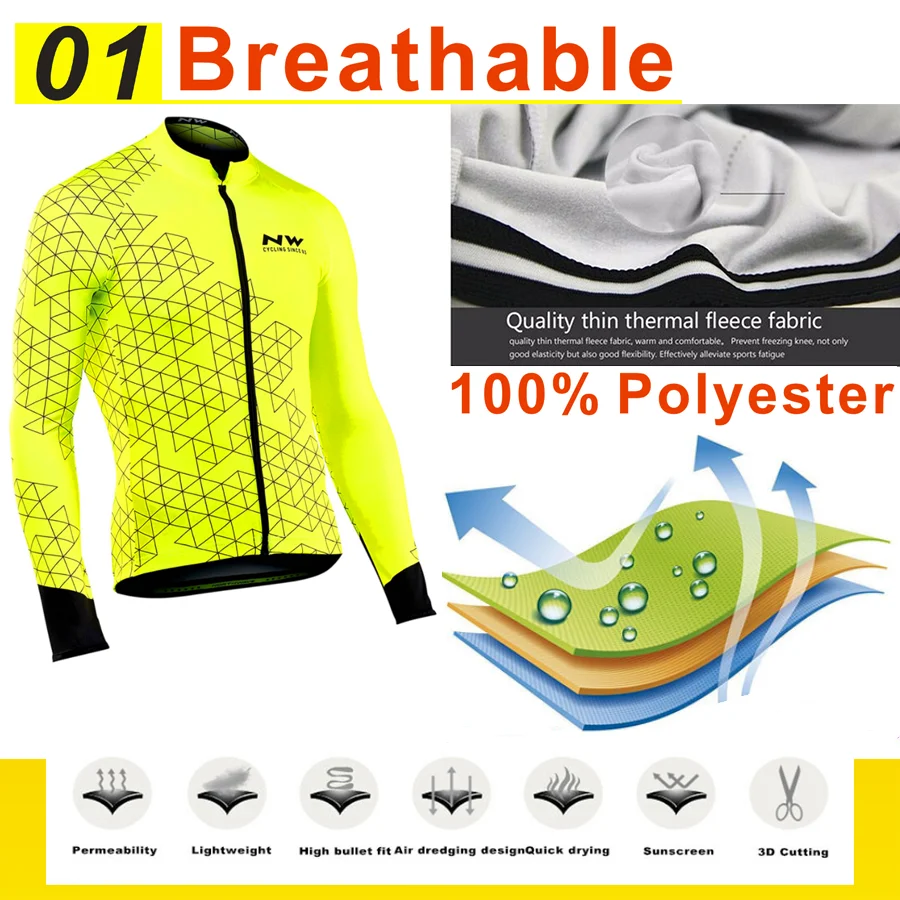 Зима Northwave термо флис Велоспорт Джерси Ropa Ciclismo MTB длинный рукав сохраняет тепло велосипед одежда велосипедная одежда