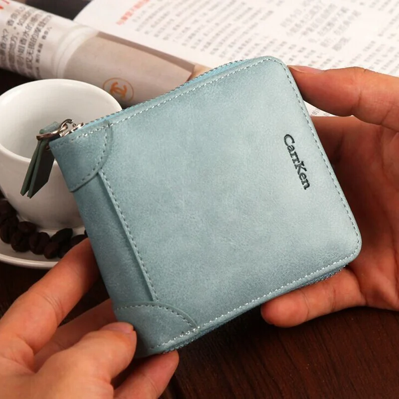 Местный запас для женщин и мужчин кожаный плащ Тонкий двойной кредитный ID