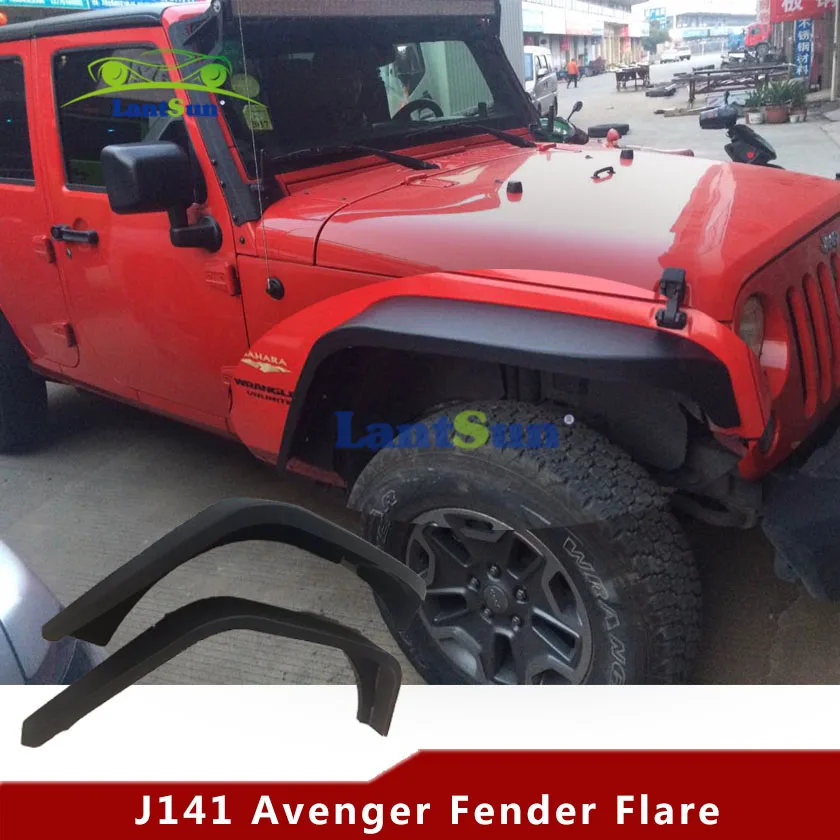 

Shanghai Lantsun Factory Price Fender Flare For Jeep Wrangler JK 07-17 J141 Avengers Style Black Aluminum Alloy Mudguards