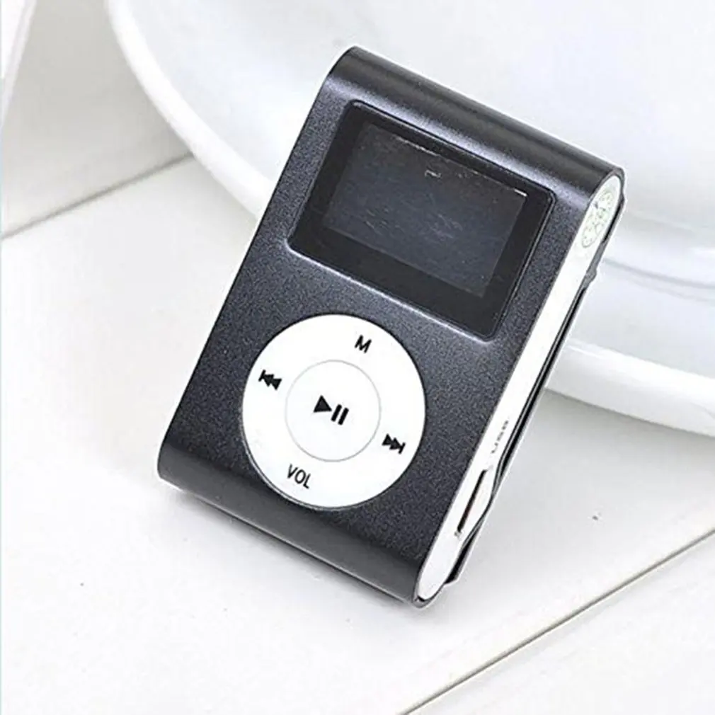 Металлический зажим цифровой мини mp3-плеер с 1,8 дюймовым ЖК-экраном Поддержка TF карты USB 2,0 с 3,5 мм разъемом для наушников
