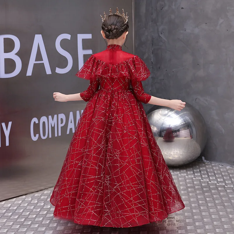 

Luxury Sequined Princess Dress For Children Girls Wedding Party Birthday Evening Ceremony Party Dress For New Year Host Piano