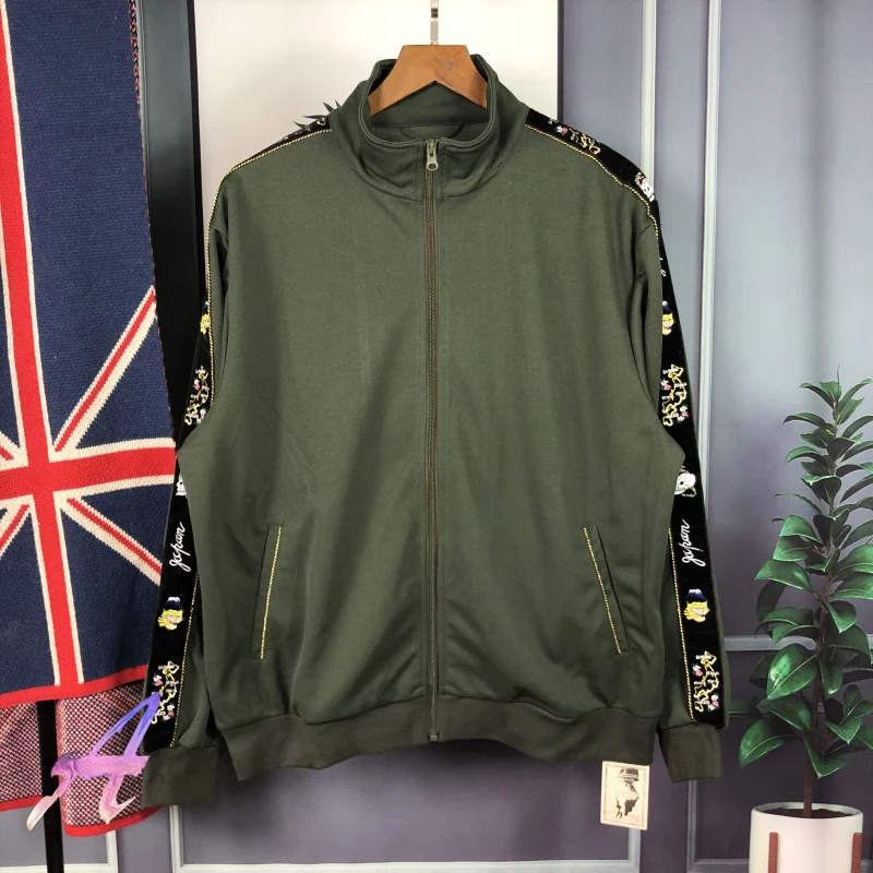 

KAPITAL Jacket Oversize Men's Women's Embroidered Jacket Striped Green Retro Sports Jacket KAPITAL High Street Profile Coat