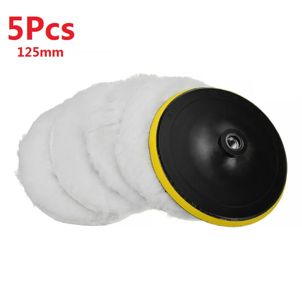 

Wool Polishing Pads 4Pcs Plate 150mm 5inch Buffing Polishing Pads Car Polisher Drill Wool Wheel Mop Kit For Polishing Cars Glass