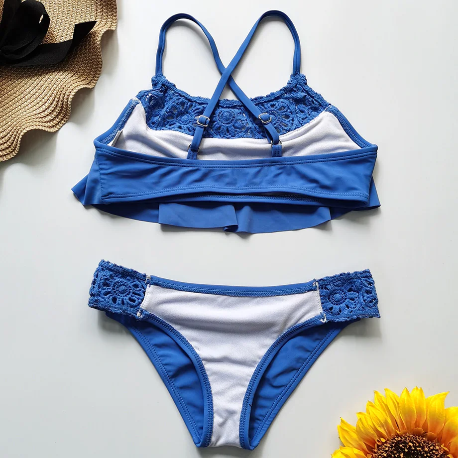 От 7 до 16 лет купальный костюм для девочек Детский жаккардовый комплект бикини