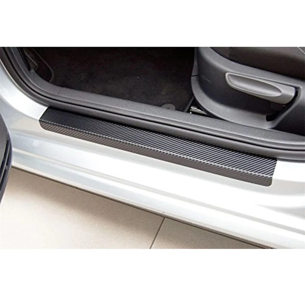 4pcs Carbon fiber Door Sill Scuff Car Plate Stickers For Peugeot 301 308 308S 408 2008 3008 4008 5008 Accessories - купить по