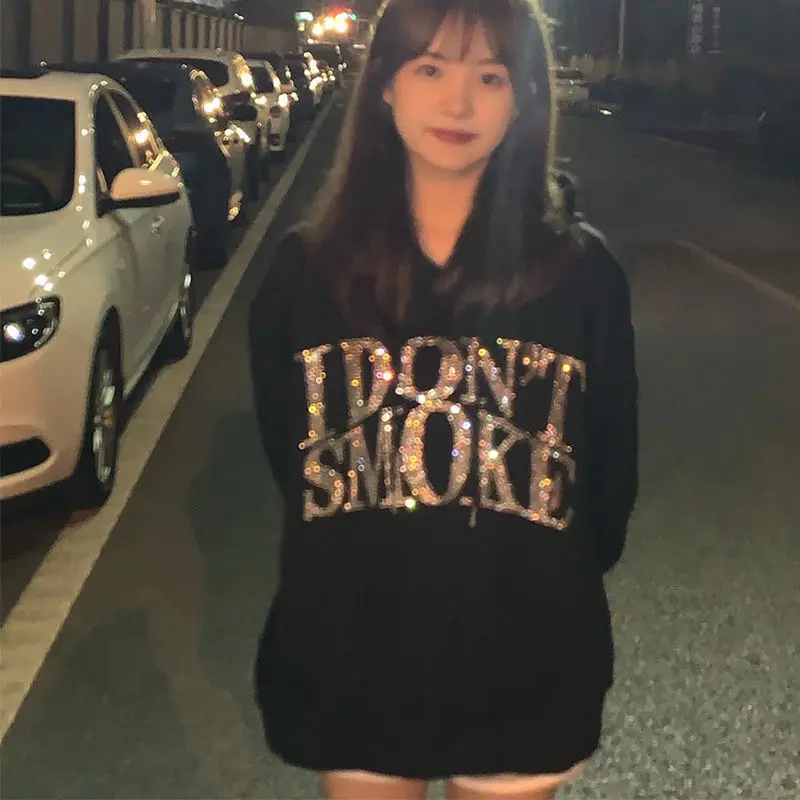 

Tops Graphic Aesthetic Autumn Casual Korean Fashion Hooded Sweater Long Sleeve Women's T-shirts Pulovers Clothes Loose Minority