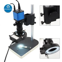 38mp hdmi vga hd usb digital integrated microscope camera small stand holder 180x c mount lens 0 5x for pcb soldering repair