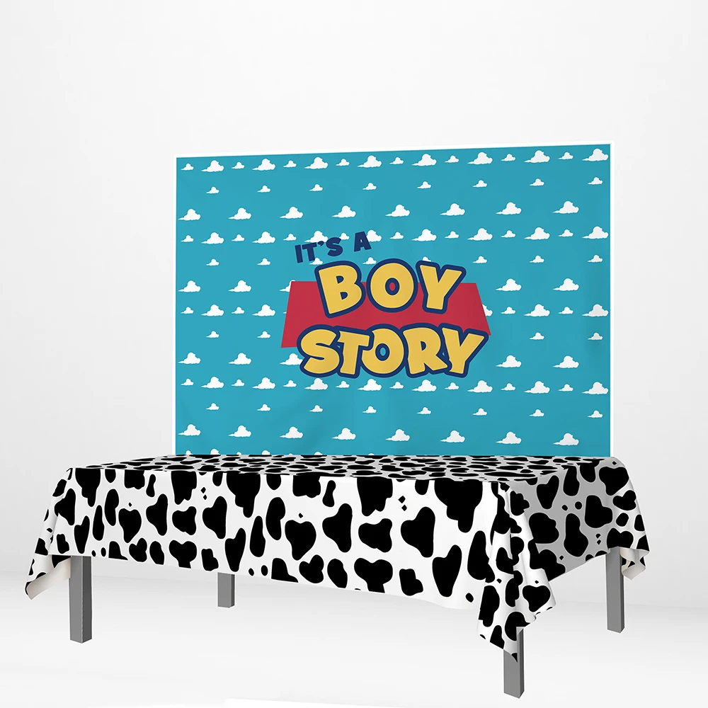 

Allenjoy Cow Pattern Texture Table Cover Cloud Step And Repeat Baby Shower Birthday Background Cloth DIY Child Party Wallpaper