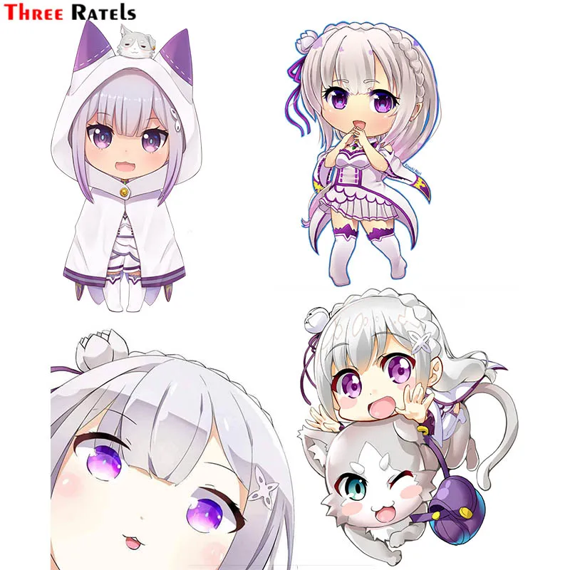 

Наклейки для ноутбука Three Ratels F391 Chibi Emilia Re Zero для самостоятельного изготовления чемоданов, скейтбордов, водостойкие милые игрушечные наклей...