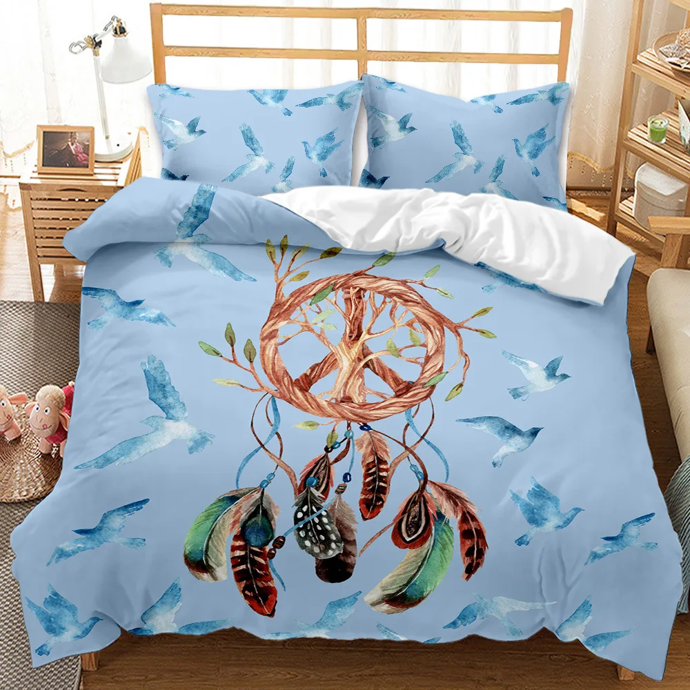 

Colorful Dreamcatcher Printed Bedding Sets Children Adult Bed Covers White Duvet Covers Queen King Dream Catcher Duvet Cover