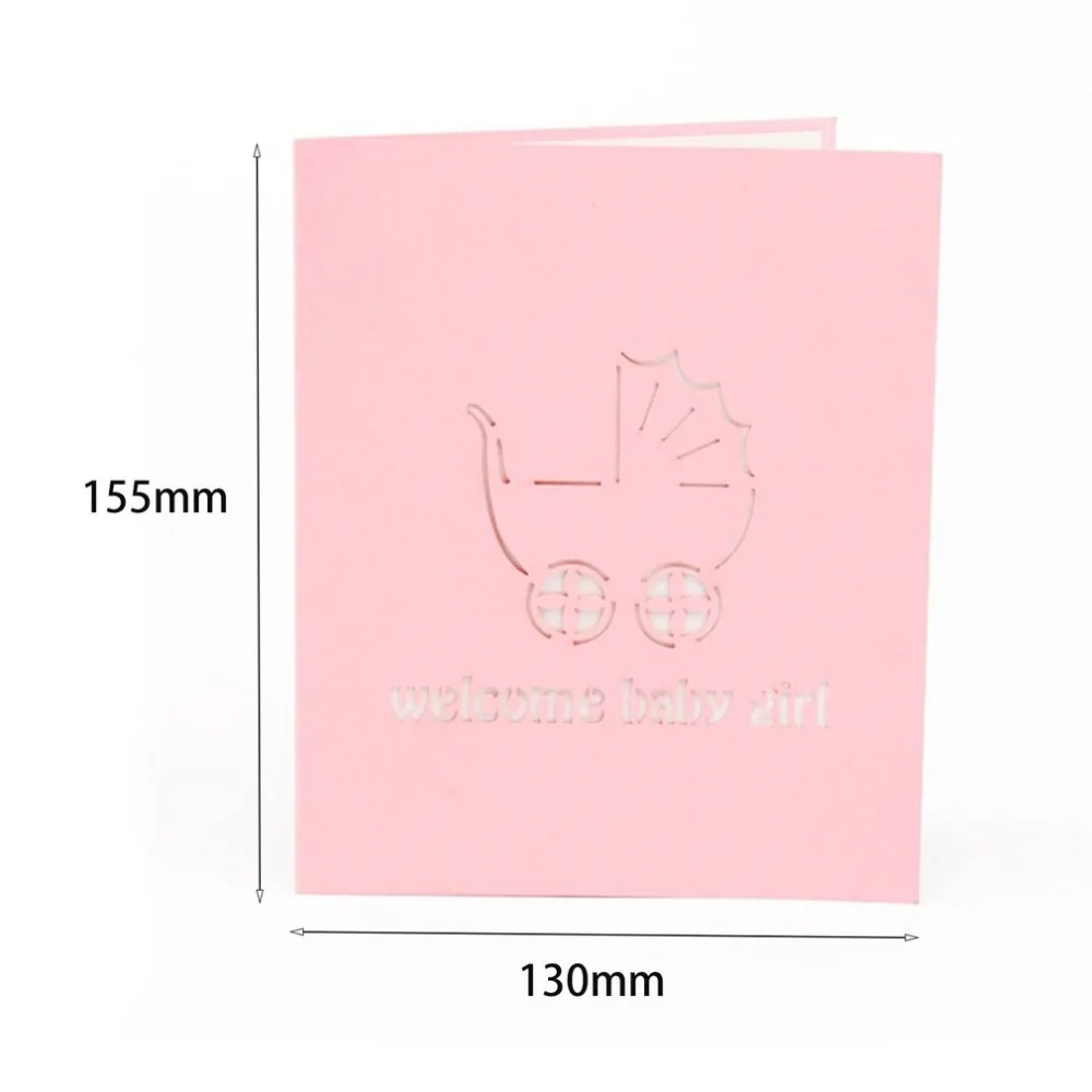 1pcs 3D Pop up Greeting Card Baby Carriage Handmade Invitations for Anniversary Birthday Blessing Gift | Дом и сад