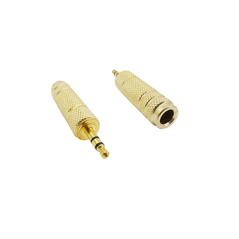 Переходник со штекера 3 5 мм на гнездо 6 35 стерео аудио адаптер Позолоченный разъем