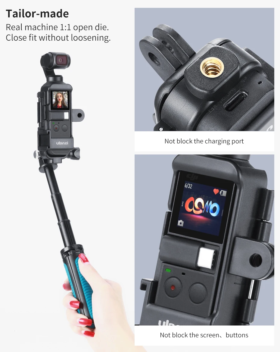 Чехол Ulanzi Vlog для DJI Osmo Pocket 2 Расширенный адаптер с 1/4 винтом Штатив холодной обуви