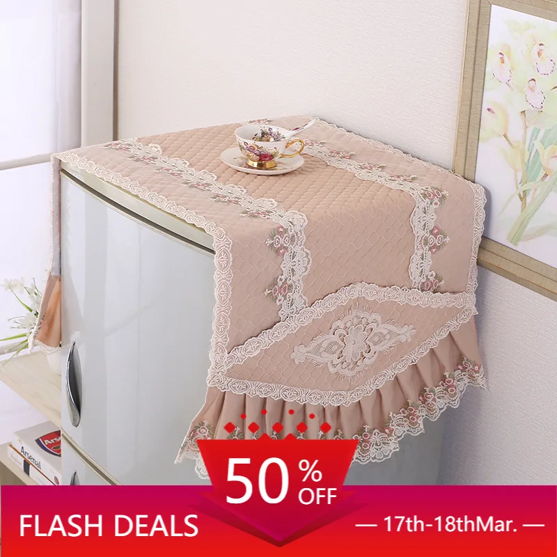 

Refriderator Cover Refrigerator Dust Cover Refrigerator Cover Single and Double Double-Door Korean Lace Fabric Thickened Quiltin