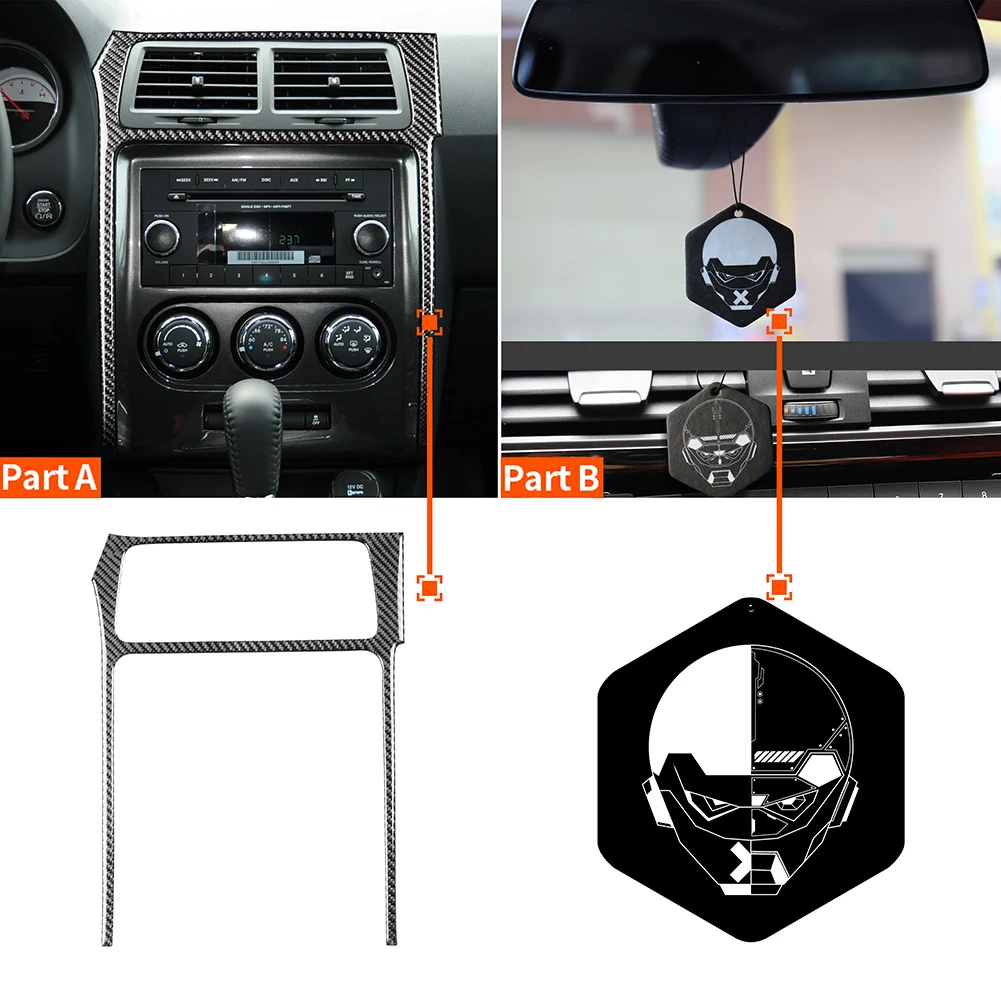 

Sticker Cover Trim Car Styling Accessory Carbon Fiber Central A/C Vent Frame CD Panel Trim for Dodge Challenger 08-14 LHD