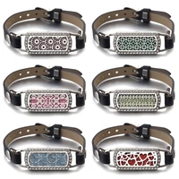 rectangle stainless steel 36 style aromatherapy bracelet jewelry adjustable leather lobve bracelet oil diffuser perfume lockets