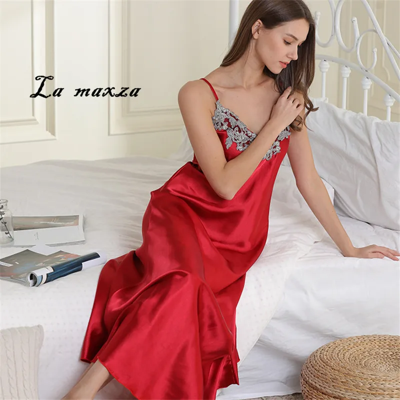 

Женская пижама размера плюс 2020, пикантная Пижама, элегантная кружевная Длинная женская ночная рубашка, одежда для сна