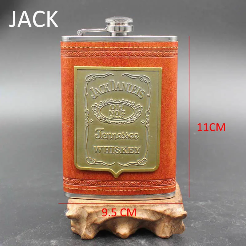 JACK 9 унций из искусственной кожи обертывание вина горшок Герметичность Портативный нержавеющая сталь фляжка Виски Ликер кувшин алкоголь аксессуары - Цвет: JACK
