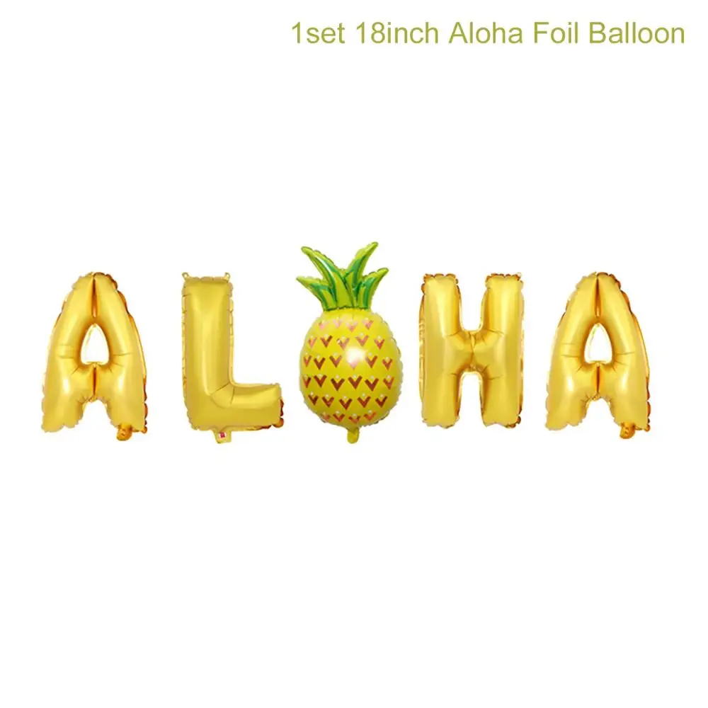 Gold Aloha Pineapple Гавайские Вечерние Декорации в виде фламинго Aloha Luau, летние тропические вечерние принадлежности в виде пальмовых листьев ананаса, Гавайские вечерние свадебные декорации на день рождения - Цвет: Gold Aloha Pineapple