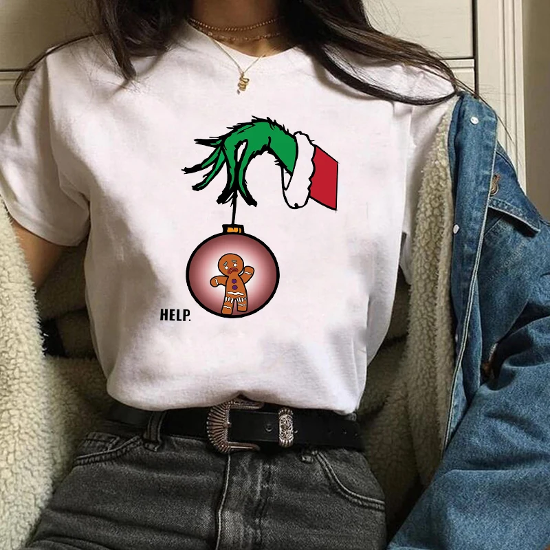 

Women Print Holiday Gift New Year Female Camisa Lady T-Shirt T Shirt T-shirts Cute Christmas Womens Tees Ladies Tops Graphic