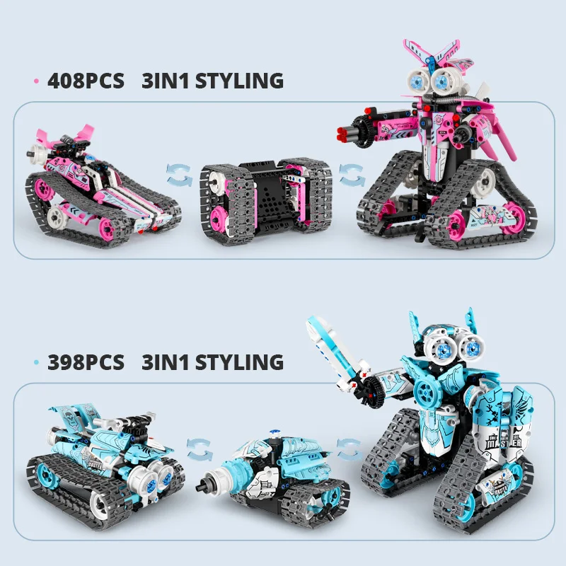 3 in 1 Competition Technical RC Car Robot Building Blocks DIY APP Programming Remote Control Bricks Toys For Children Boys Gifts | Игрушки и