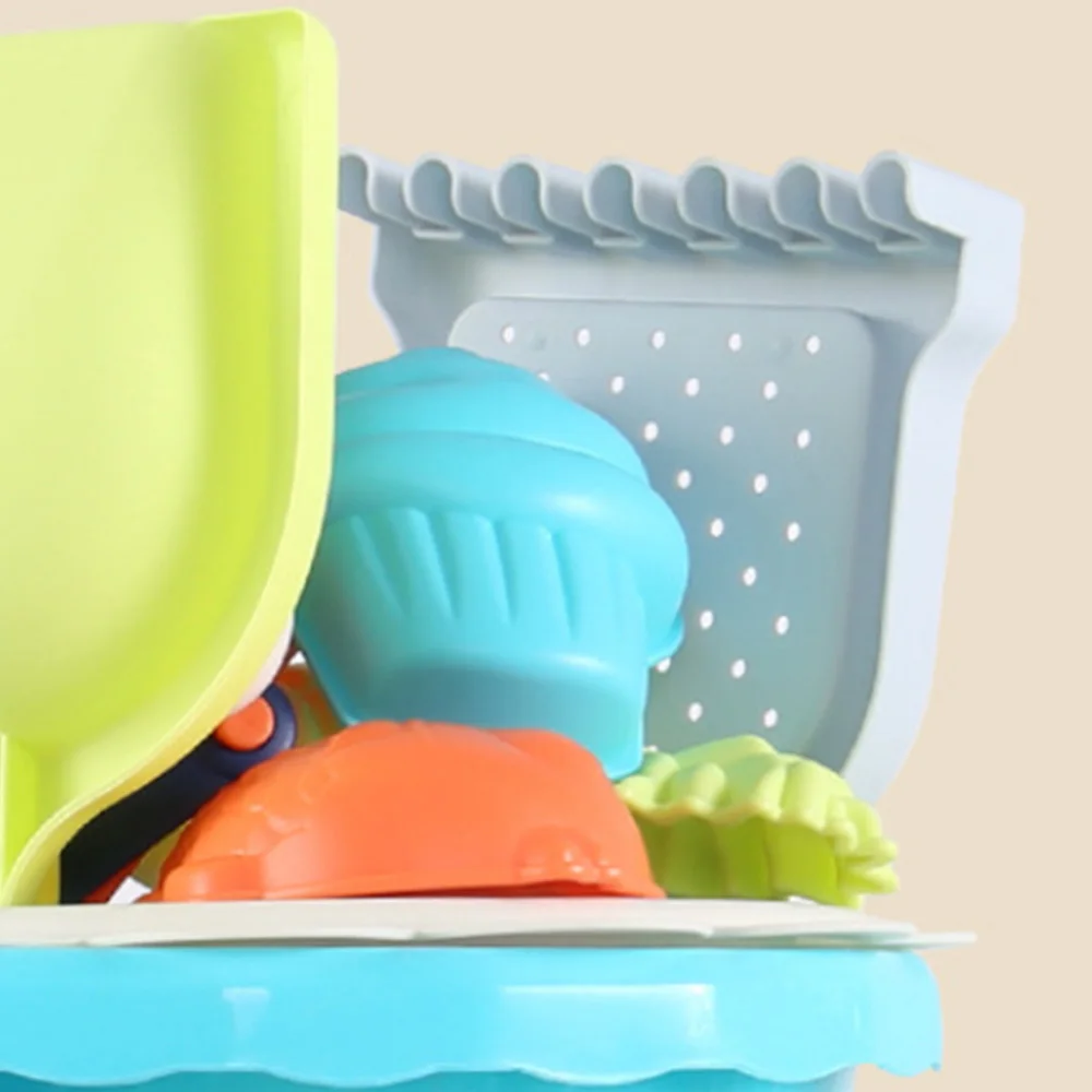 

Beach Toy Set Children Summer Silicone Shovel Tool Kit Sand Bucket Rake Hourglass Sandbox Set