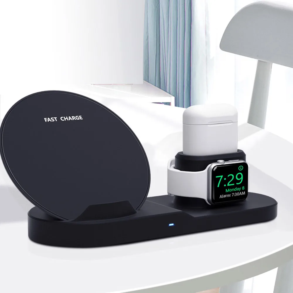 3 в 1 лучшая Беспроводная подставка для зарядного устройства для iPhone 11 Pro Max 8 AirPods Watch Series 4/3 QC3.0 быстрое зарядное устройство для samsung huawei Xiaomi