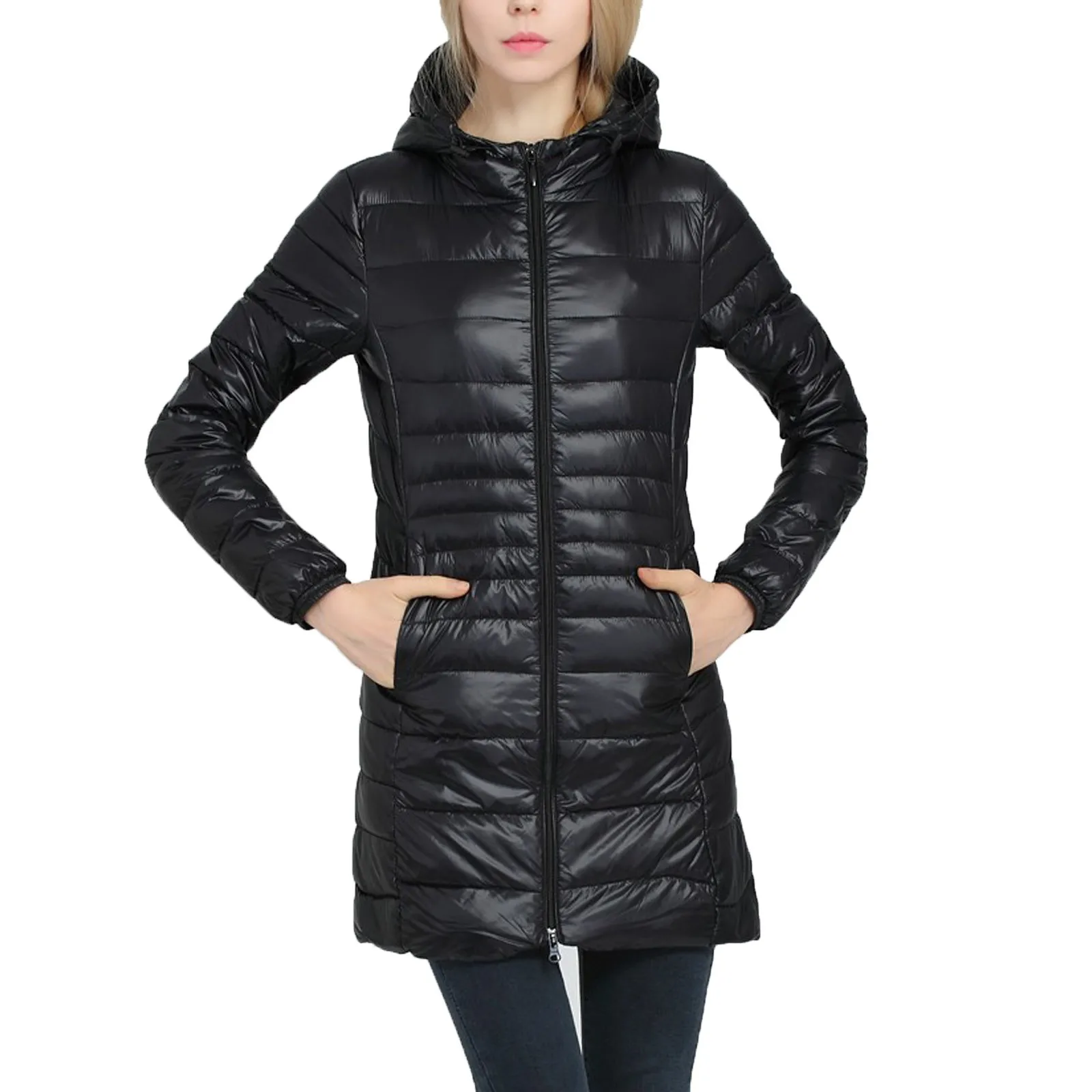 

2020 Autumn And Winter Women Fashion Casual Light Outerwear Women Fashion Solid color Hood Easy Leisure Time Long Sleeves