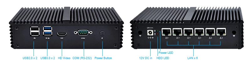 Мини-ПК Qotom Q575G6 i7 7500U с 6 гигабитными NIC внешний экран маршрутизатор