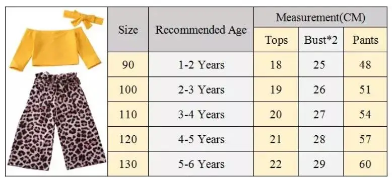 

PUDCOCO 3PCS Toddler Baby Kids Girl Clothes Off Shoulder Tops Leopard Wide Leg Pants Outfits Set 1-6Y